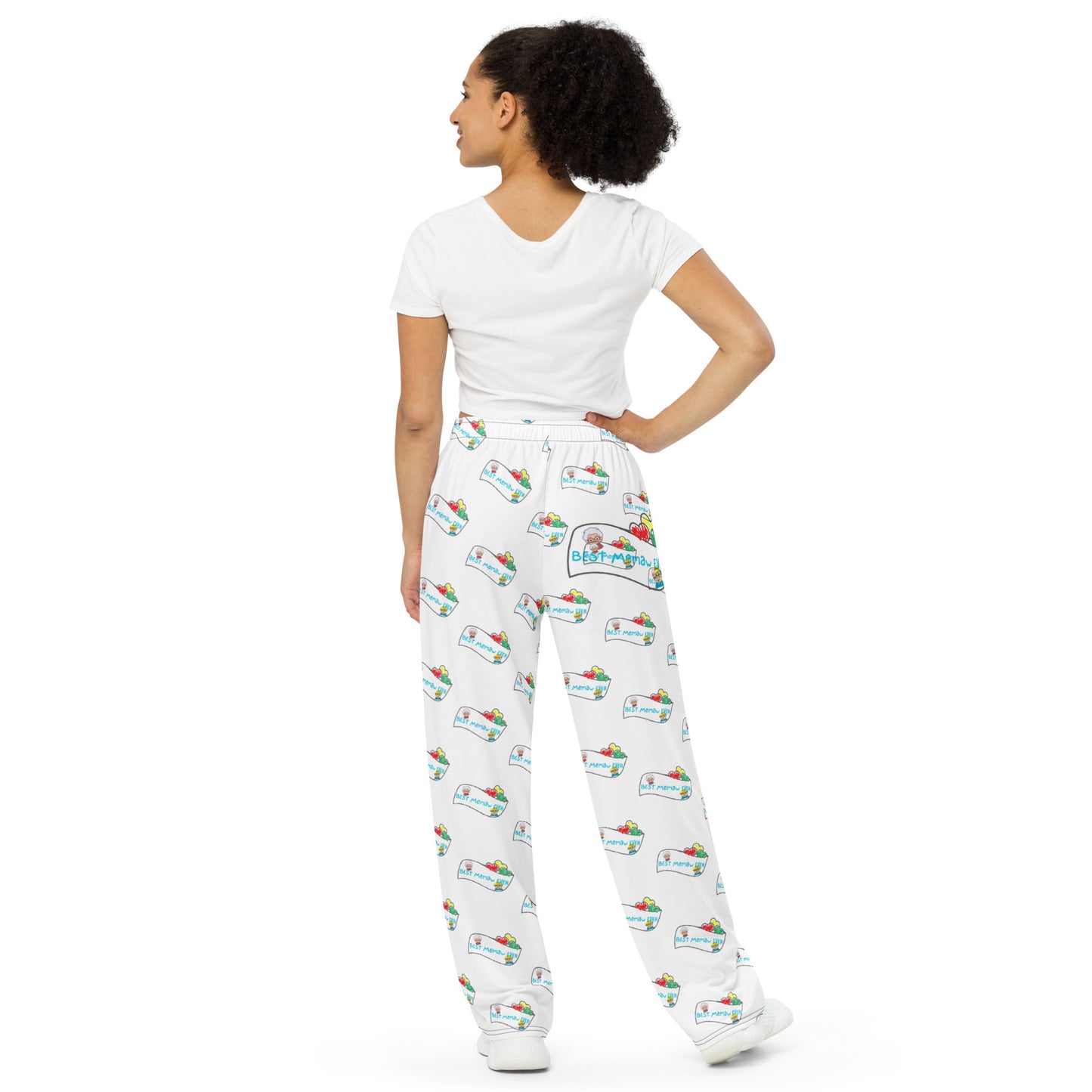 Best Memaw Ever print wide-leg pants