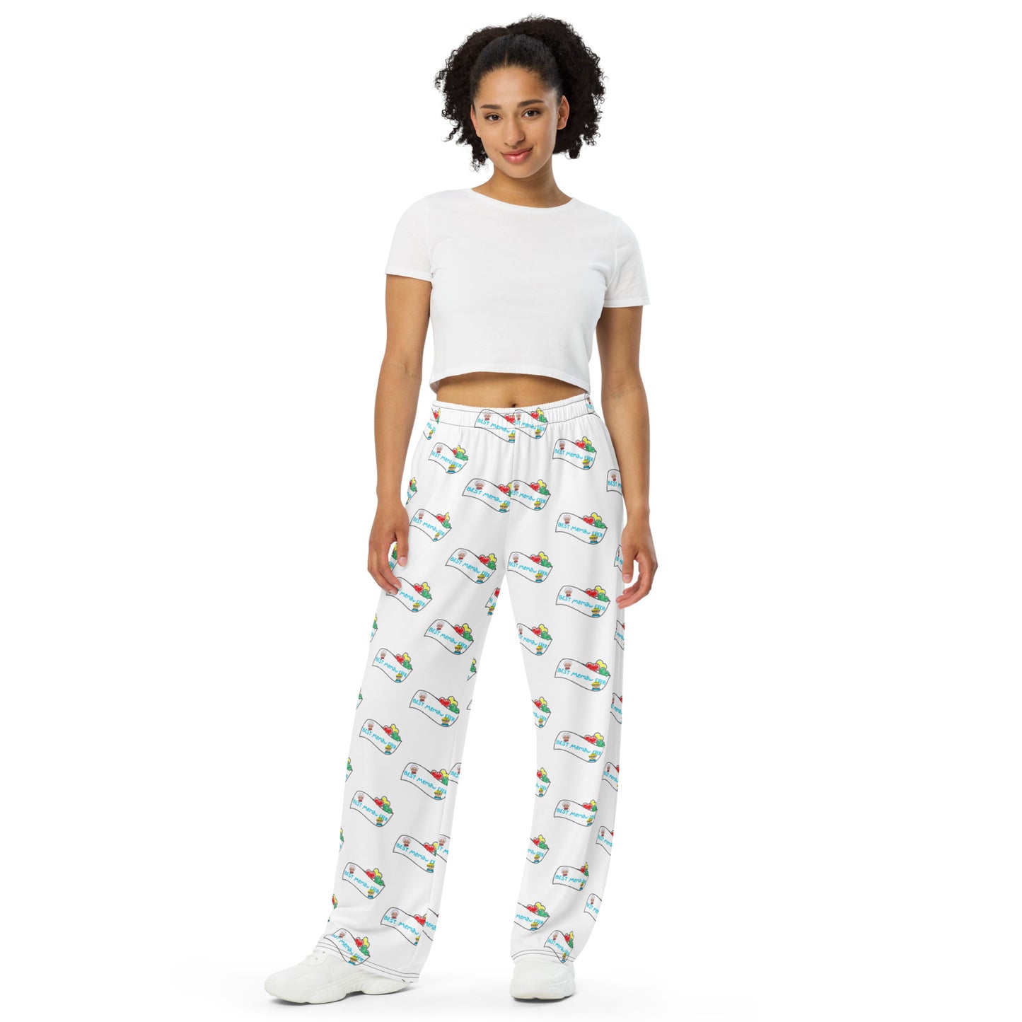 Best Memaw Ever print wide-leg pants