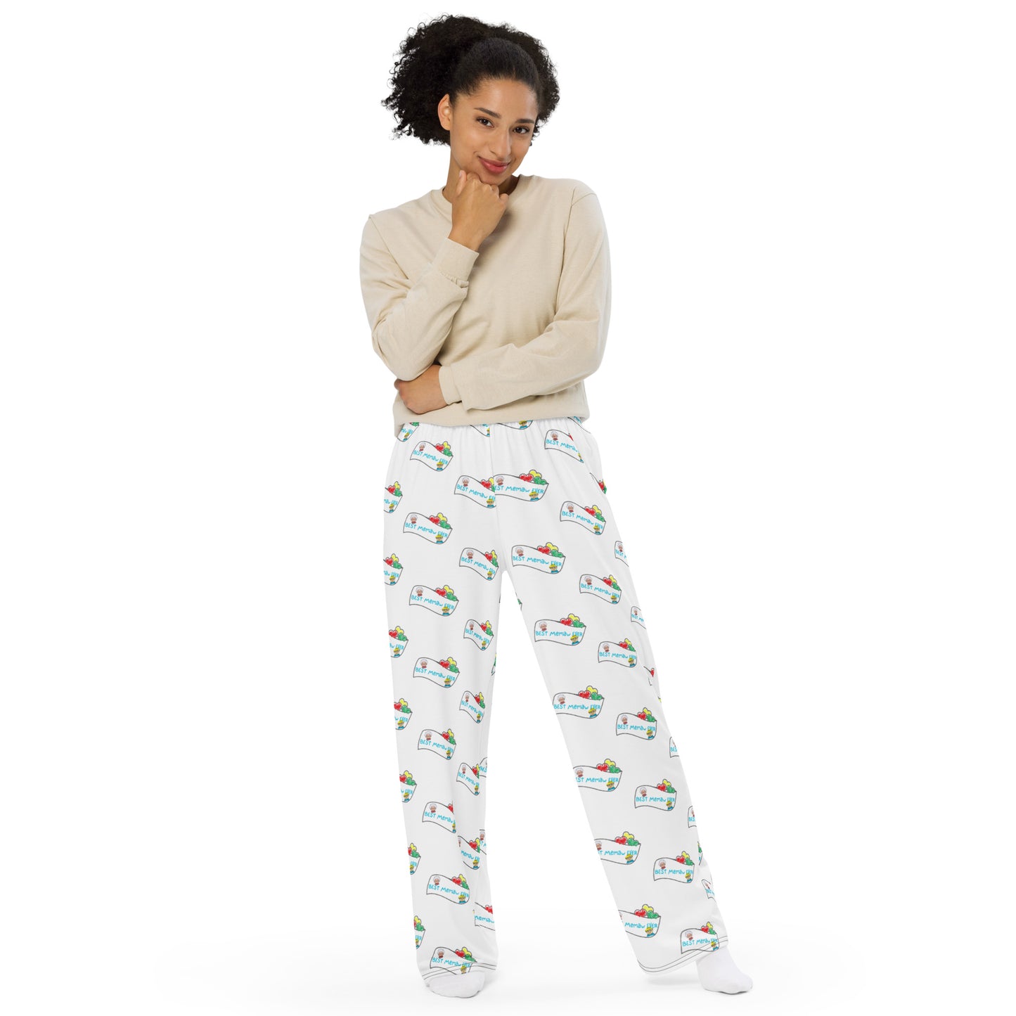 Best Memaw Ever print wide-leg pants